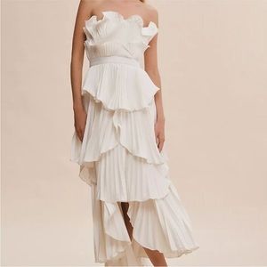 AMUR JUDAH SCALLOP PLEATED DRESS - Size 8 - Ivory